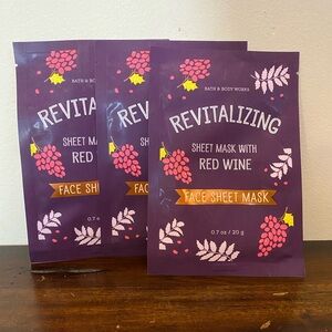 NWT Bath & Body Works sheet masks revitalizing red wine set of three